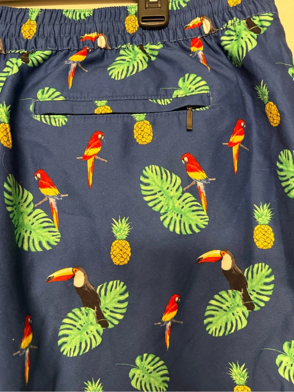 Caribbean XL Tropical Swim Trunks NWT Parrot Toucan Pineapple Mesh Lined